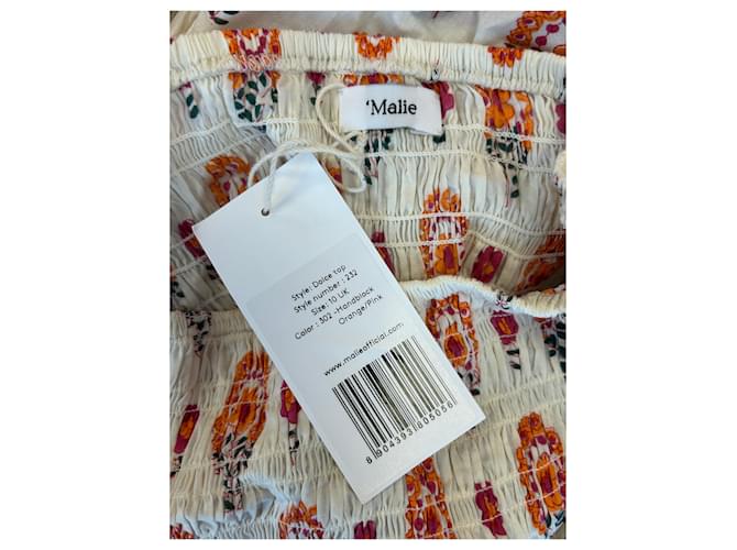 Autre Marque Crop top estampado de manga larga MALIE blanco algodón - vista 5