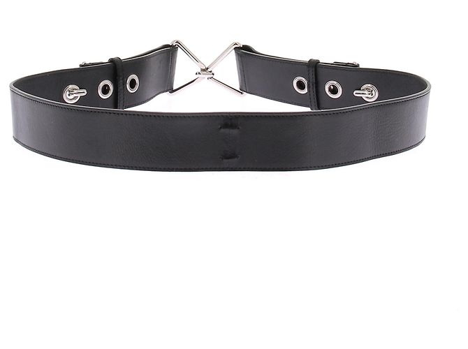 Yves Saint Laurent Cintura in pelle nera Nero - vista 2