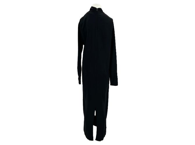 The Row Schwarzes langes Viscose Kleid mit langen Ärmeln - Ansicht 2