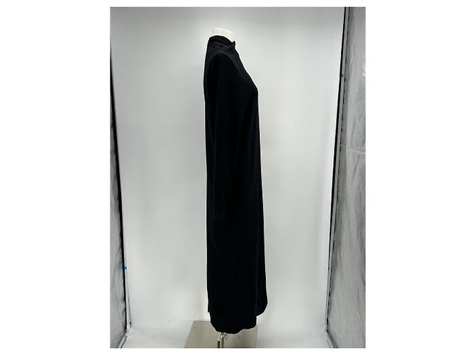 The Row Schwarzes langes Viscose Kleid mit langen Ärmeln - Ansicht 3