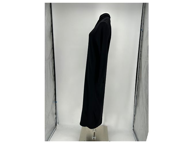 The Row Schwarzes langes Viscose Kleid mit langen Ärmeln - Ansicht 4