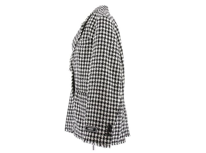 Versace Tweed-Blazer schwarz weiß - Ansicht 4