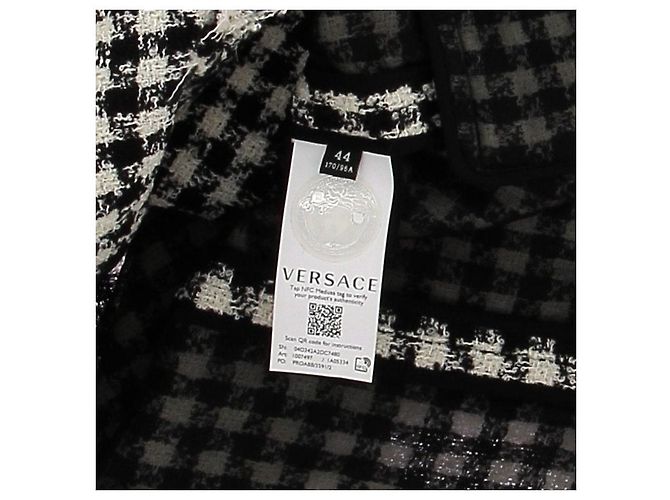 Versace Tweed-Blazer schwarz weiß - Ansicht 6