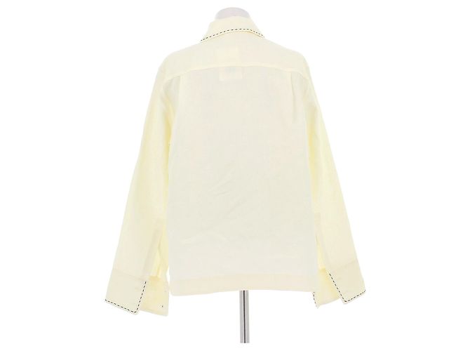 Autre Marque Camicia GUNIA in lino gialla con ricamo nero Giallo - vista 2