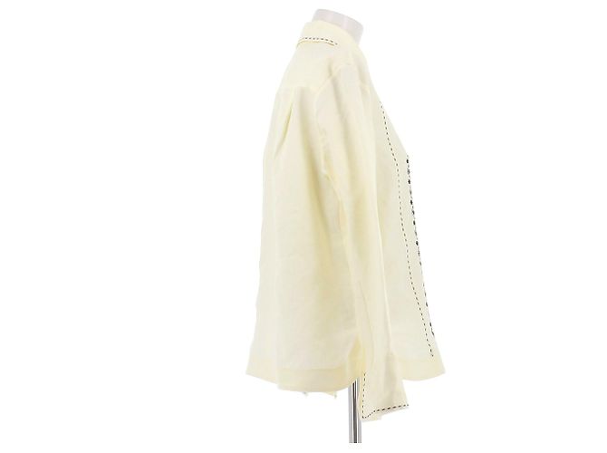 Autre Marque Camicia GUNIA in lino gialla con ricamo nero Giallo - vista 3