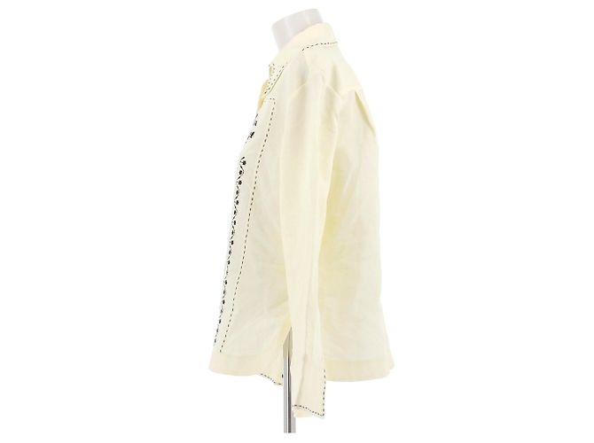 Autre Marque Camicia GUNIA in lino gialla con ricamo nero Giallo - vista 4