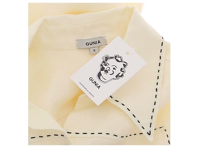 Autre Marque Camicia GUNIA in lino gialla con ricamo nero Giallo - vista 5