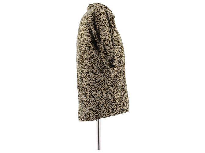 Camicia Saint Laurent con stampa leopardata beige in cotone - vista 3