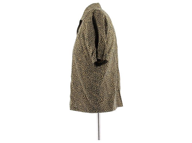 Camicia Saint Laurent con stampa leopardata beige in cotone - vista 4