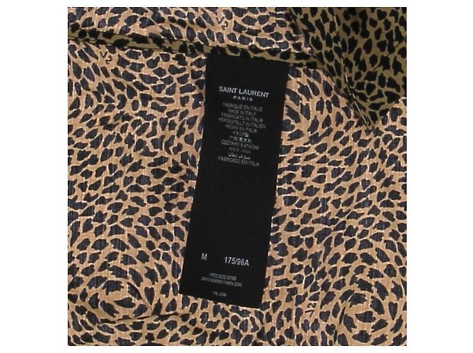Camicia Saint Laurent con stampa leopardata beige in cotone - vista 6