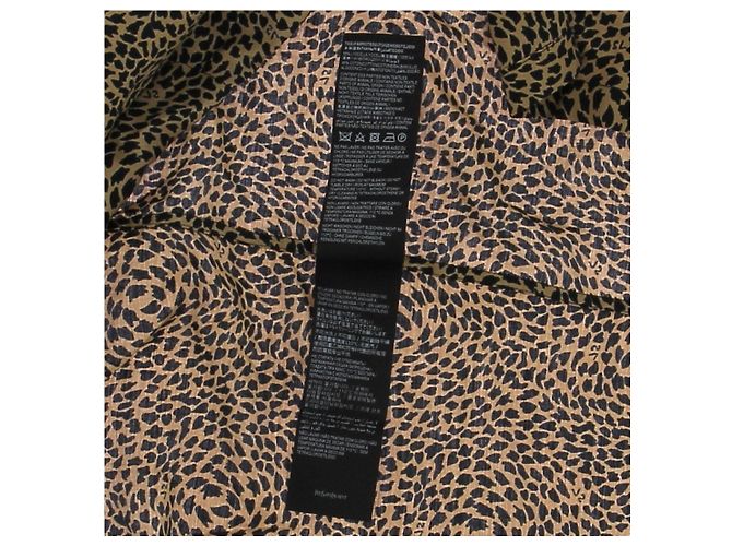 Camicia Saint Laurent con stampa leopardata beige in cotone - vista 7