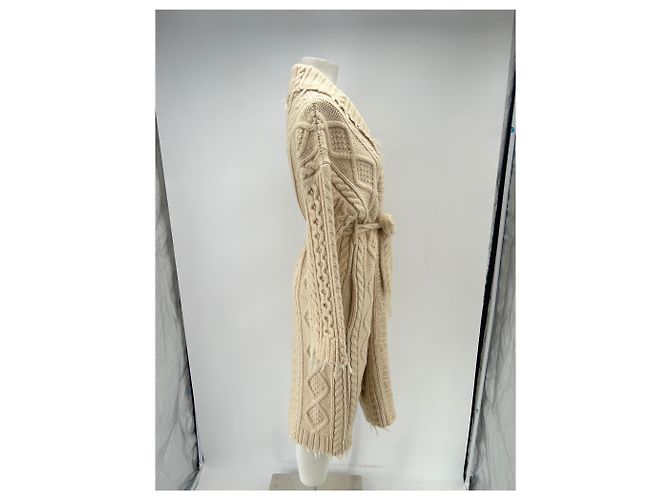 Alanui Grande cardigan intrecciato beige in cashmere - vista 3