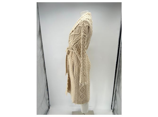 Alanui Grande cardigan intrecciato beige in cashmere - vista 4