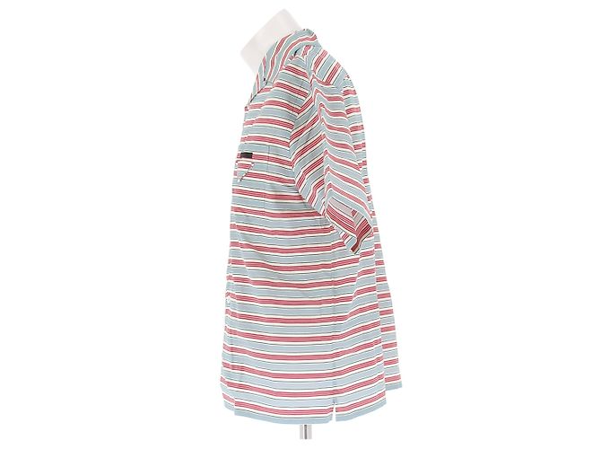 Camicia Prada a righe a maniche corte rossa in cotone Rosso - vista 4