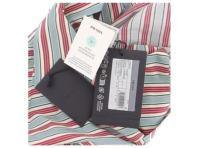 Camicia Prada a righe a maniche corte rossa in cotone Rosso - vista 5