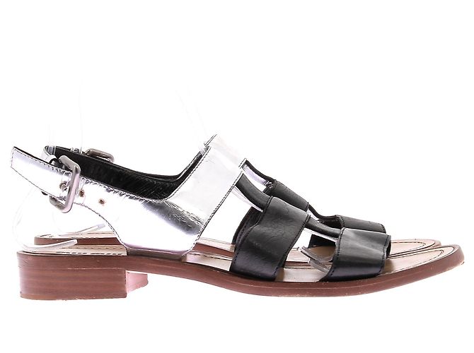 Sandali Miu Miu in pelle nera e argento Nero - vista 2
