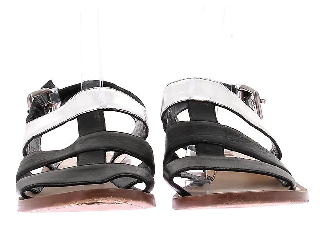 Sandali Miu Miu in pelle nera e argento Nero - vista 4