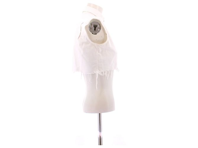 Thom Browne Camicia Crop Senza Maniche Bianca Bianco - vista 3