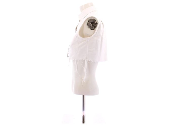 Thom Browne Camicia Crop Senza Maniche Bianca Bianco - vista 4