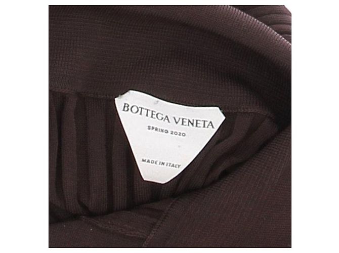 Vestido largo de seda marrón Bottega Veneta con botones Castaño - vista 5