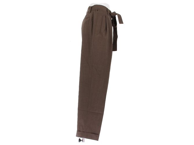 Autre Marque Pantalones de lana marrones LILYSILK Castaño - vista 3