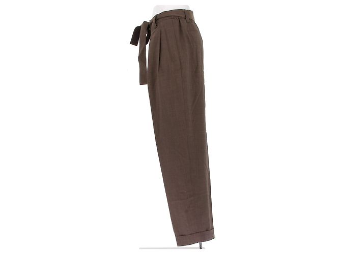 Autre Marque Pantalones de lana marrones LILYSILK Castaño - vista 4