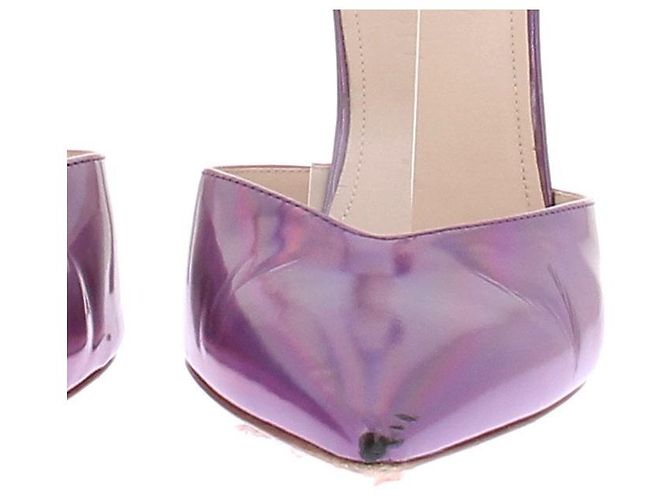 Autre Marque BETTINA VERMILLON Lila Lederpumps Absatz 10cm - Ansicht 8