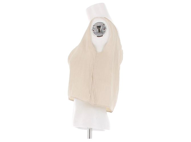 Top corto sin mangas beige Totême - vista 4
