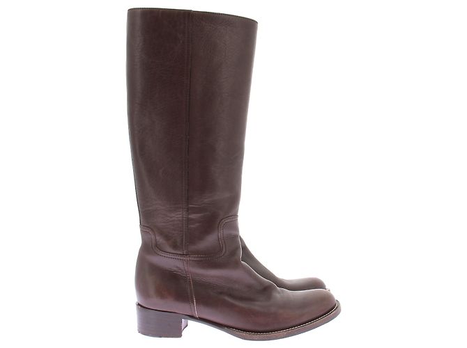 Botas Miu Miu de cuero marrón Castaño - vista 2