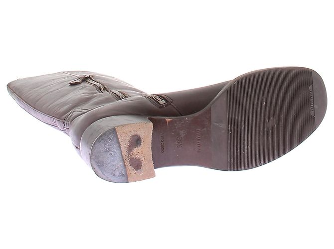 Botas Miu Miu de cuero marrón Castaño - vista 7