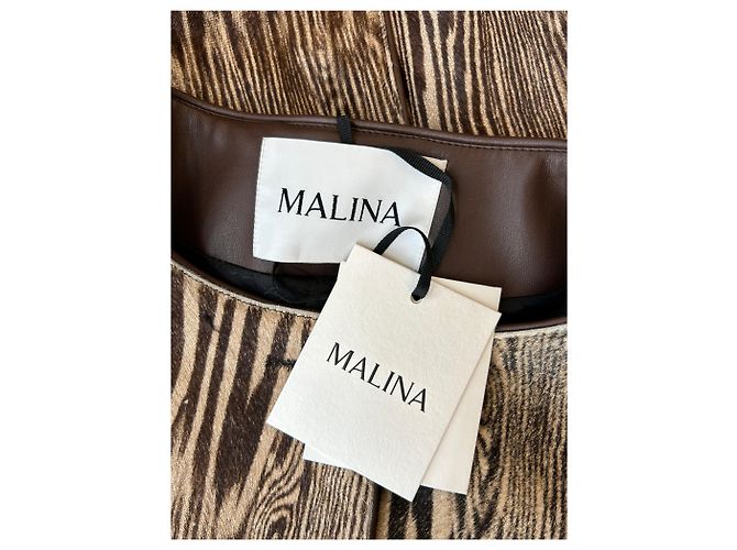 Autre Marque Abrigo de cuero estampado marrón de largo medio MALINA Castaño - vista 5