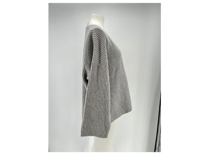 Autre Marque Suéter BY AYLIN KOENIG de lana gris cuello en V S - vista 3