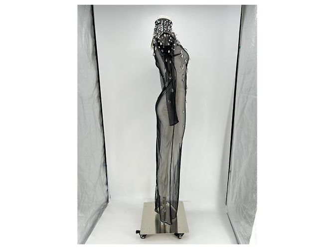 Autre Marque Transparente Strasskleid Schwarz - Ansicht 3