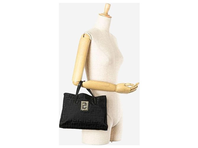 Fendi Borsa tote in nylon Zucca nera Nero - vista 2