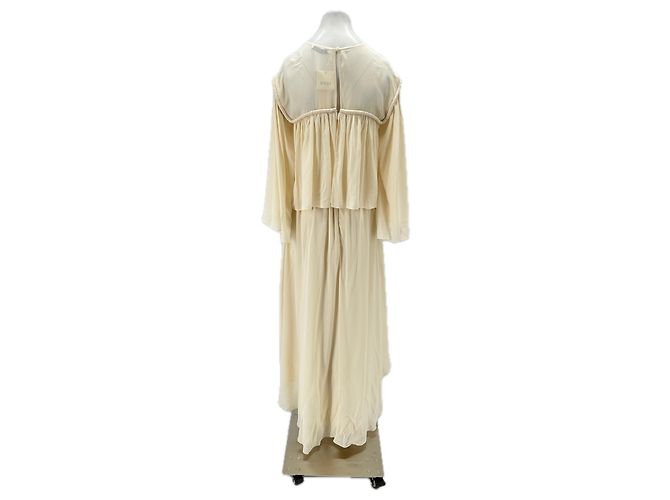 Autre Marque Beige Maxikleid mit Rüschen - Ansicht 2