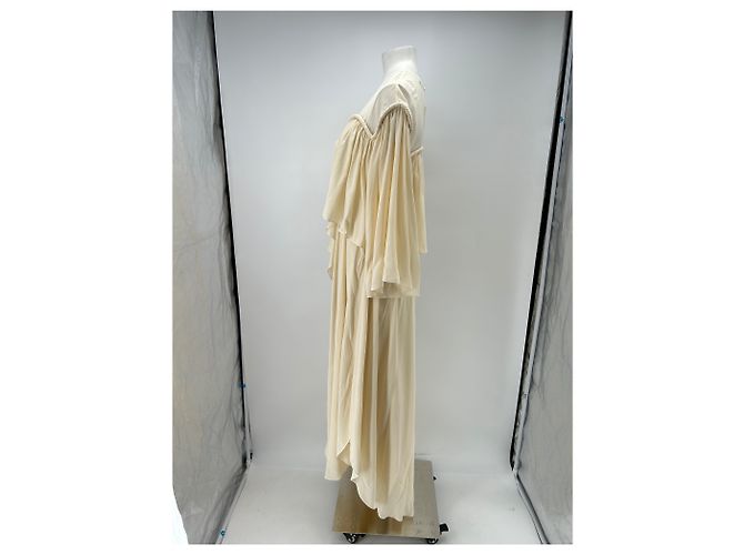 Autre Marque Beige Maxikleid mit Rüschen - Ansicht 4