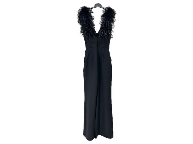 Mono negro sin mangas con plumas Elie Saab - vista 2