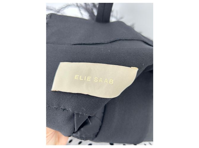 Mono negro sin mangas con plumas Elie Saab - vista 3