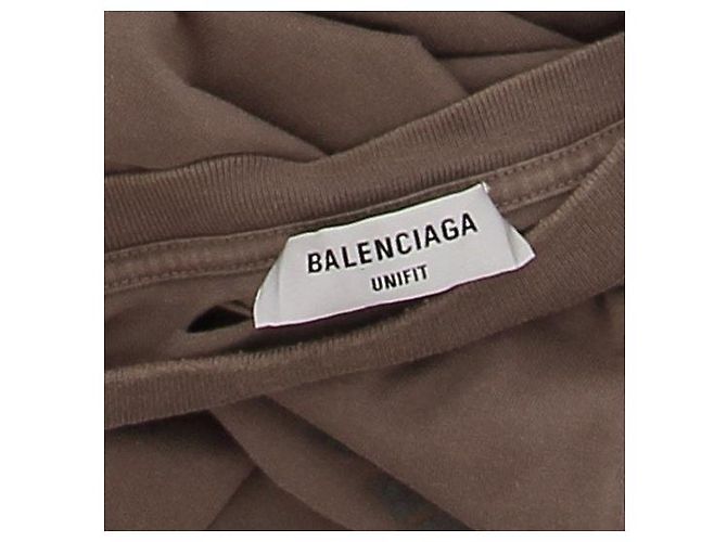 Camiseta Balenciaga com logo marrom de algodão - vista 5
