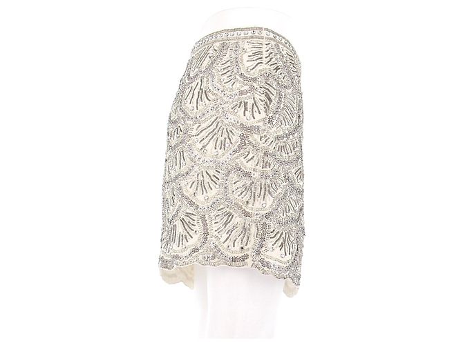Andrew GN Saia com pérolas e strass Bege - vista 4