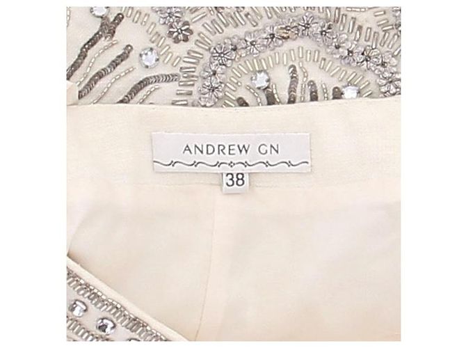 Andrew GN Saia com pérolas e strass Bege - vista 6
