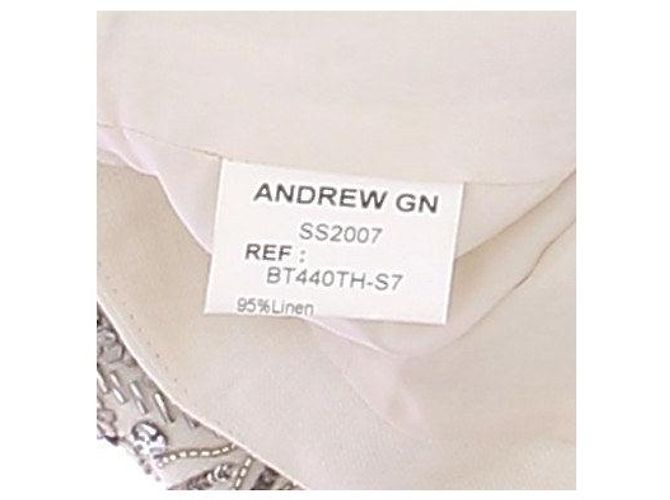 Andrew GN Saia com pérolas e strass Bege - vista 7