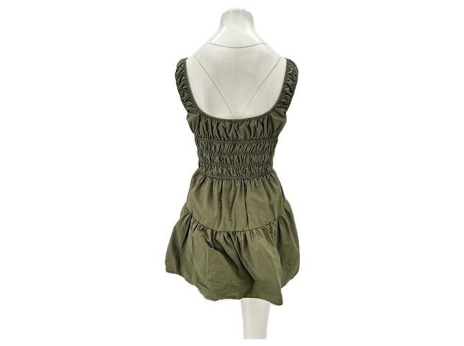 Autre Marque Vestido NIA de algodón caqui fruncido S - vista 2