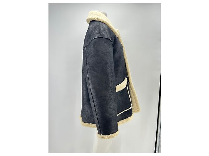 Autre Marque Abrigo de piel sintética reversible Negro - vista 3