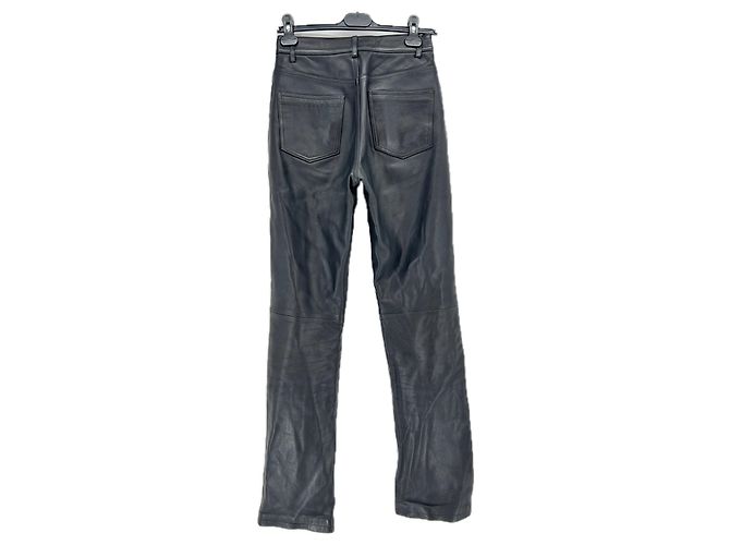 Autre Marque Pantalones slim de cuero negro LESYANEBO - vista 2