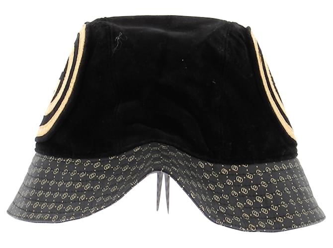 Cappello bucket Gucci nero e oro - vista 5