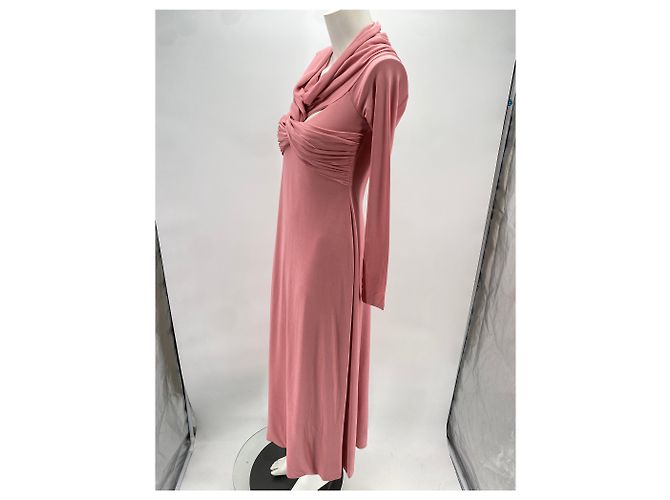 Vestido largo de seda rosa Khaite - vista 5