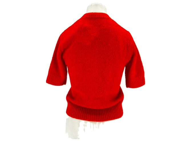Autre Marque Roter Wollpullover mit Knöpfen 440ME - Ansicht 2