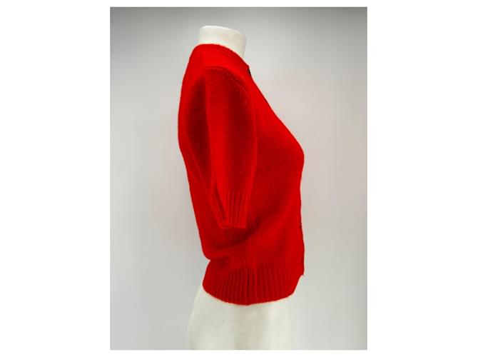 Autre Marque Roter Wollpullover mit Knöpfen 440ME - Ansicht 3
