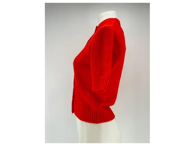 Autre Marque Roter Wollpullover mit Knöpfen 440ME - Ansicht 4